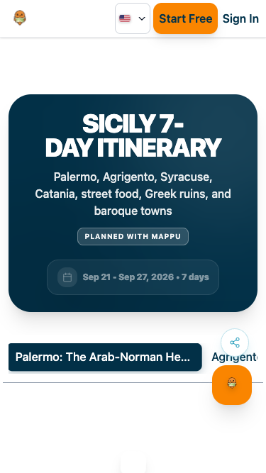Mappu itinerary on mobile