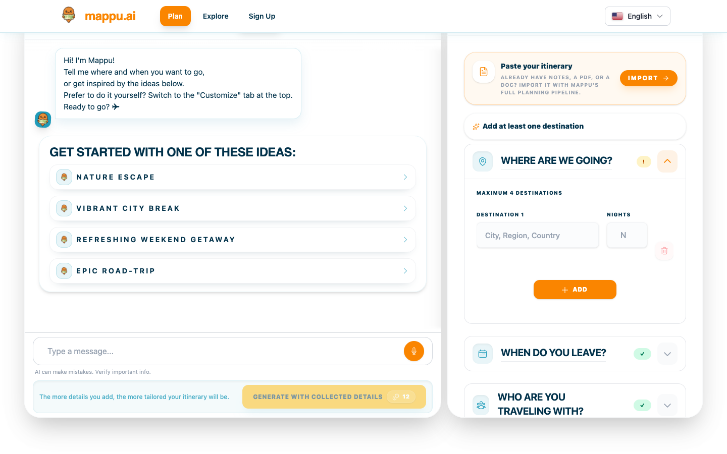 Mappu itinerary planner on desktop and mobile